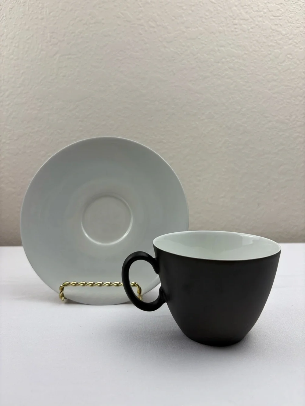 Vintage 1961 Raymond Loewy Continental Charcoal Teacup and Saucer Set